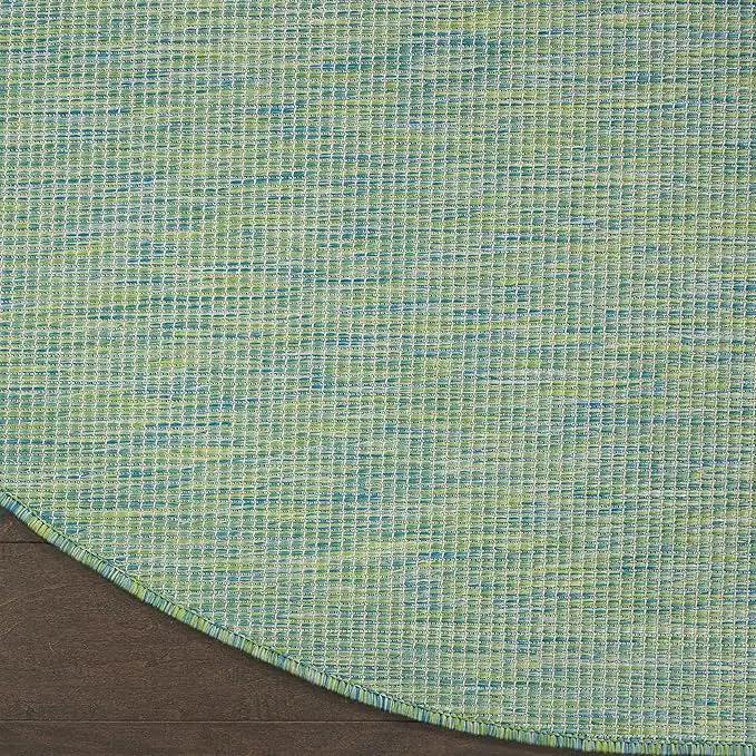 Nourison Positano Indoor/Outdoor Blue/Green 6' x Round Area Rug, Easy Cleaning, Non Shedding, Bed Room, Living Room, Dining Room, Backyard, Deck, Patio (6 Round) by GreenHaven Gardens