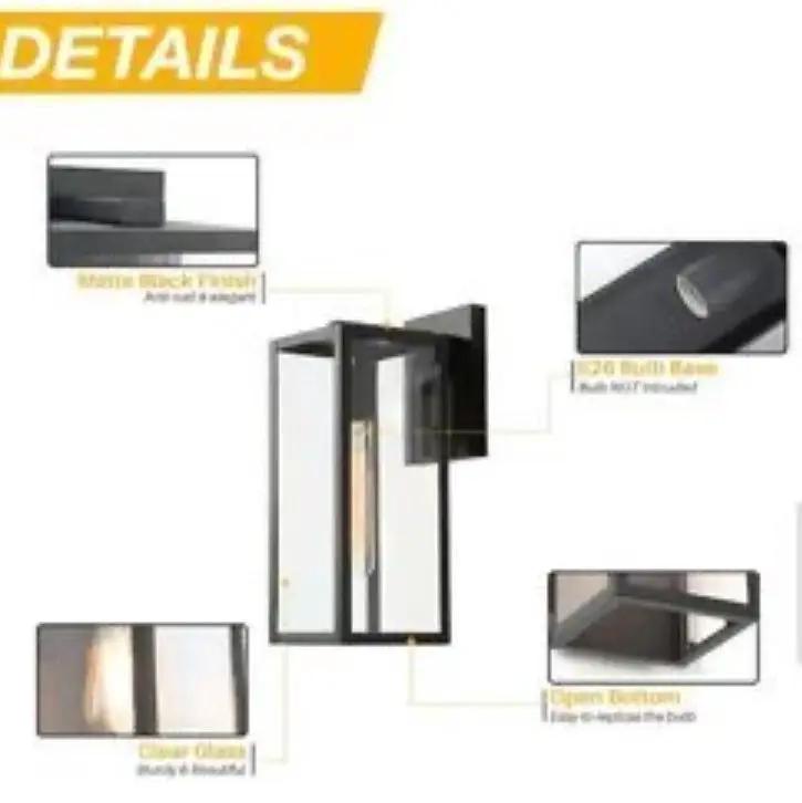 Open Box LNC Modern Black 1-Light Outdoor Wall Lantern Industrial Rectangle Exterior by Selzalot
