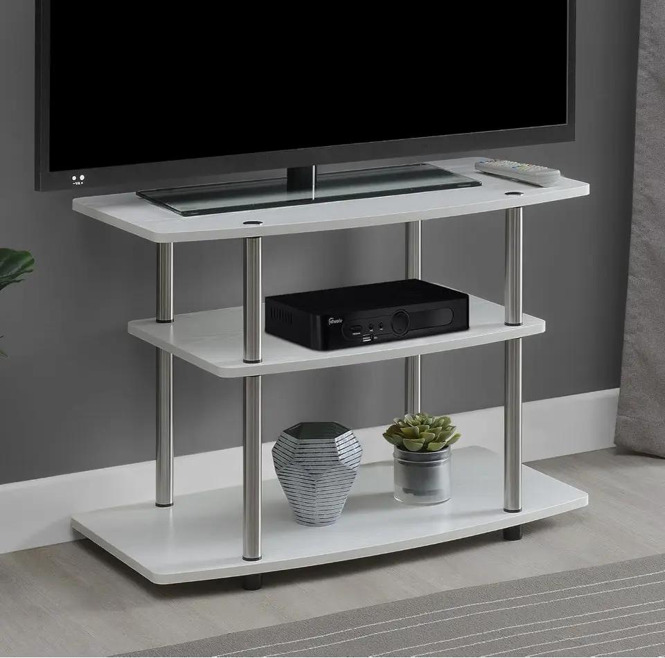 Open Box Convenience Concepts Designs2Go No Tools 3-Tier Stand Entertainment Center 37 Inches, Modern TV Console with Shelves for Living Room, 31.5", White by Selzalot