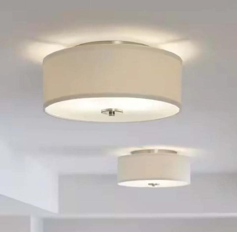 Open Box Progress Lighting Inspire Collection 13 in. 2- Light Brushed Nickel Transitional Kitchen Ceiling Light Drum Flush Mount by Selzalot