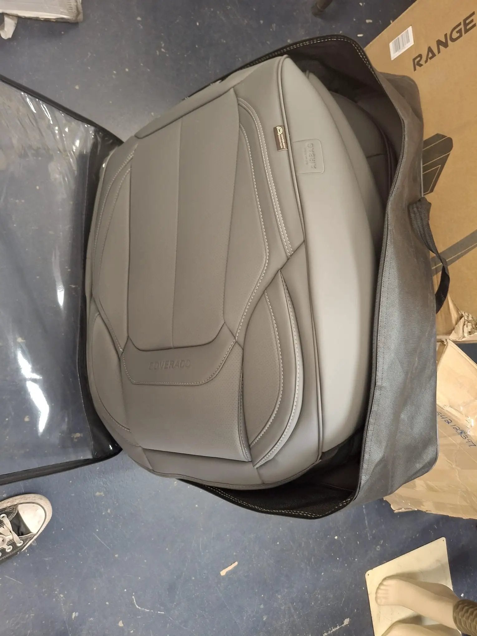 Open Box Coverado Car Seat Covers Full Set, Seat Covers for Cars, Gray Car Seat Cover, Car Seat Protector Waterproof, Nappa Leather Car Seat Cushion, by Selzalot