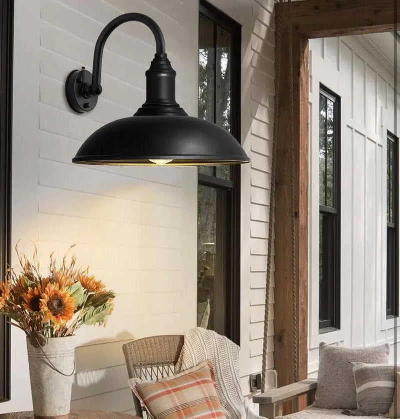 DENGNBJ Large 18" Outdoor Barn Gooseneck Light Dusk to Dawn, Classic Farmhouse Barn Wall Sconce, Gooseneck Lighting for Porch, Garage by Selzalot