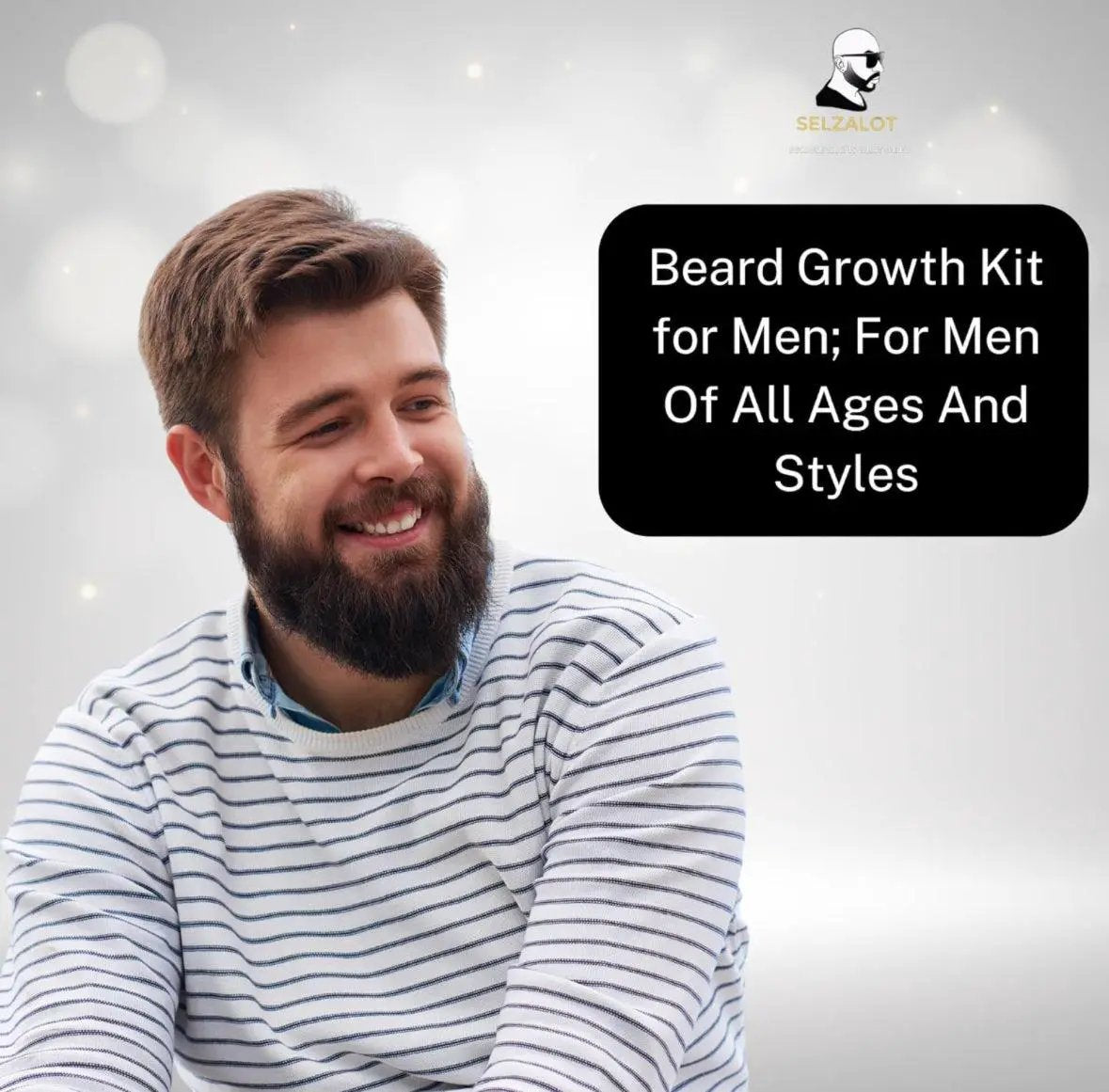 Beard Growth Kit Men’s Beard Care Kit Grooming Set 5 Pieces Beard Products with Wash, Oil Serum, Balm and a Gift Box for Men Self Care by Selzalot