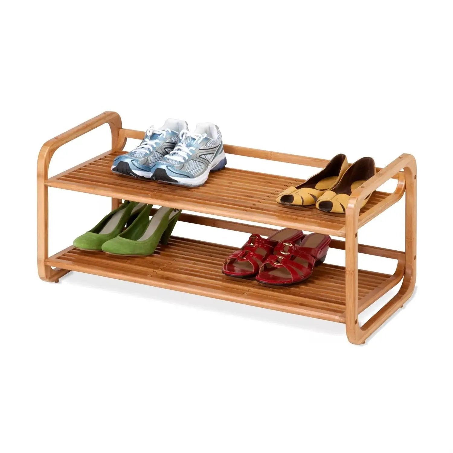 Bamboo Modern 2-Shelf Stackable Shoe Rack - Holds up to 8 Pair of Shoes by HomePacific
