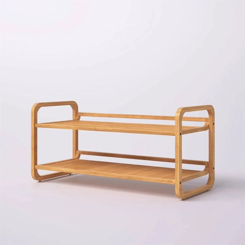 Bamboo Modern 2-Shelf Stackable Shoe Rack - Holds up to 8 Pair of Shoes by HomePacific