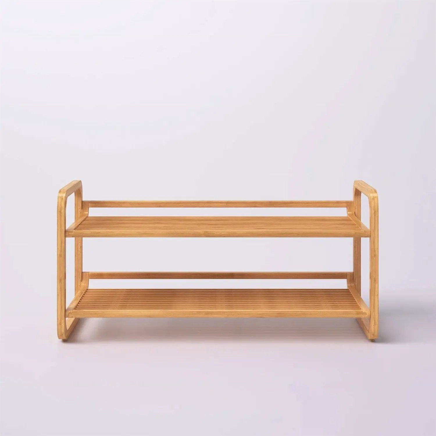 Bamboo Modern 2-Shelf Stackable Shoe Rack - Holds up to 8 Pair of Shoes by HomePacific