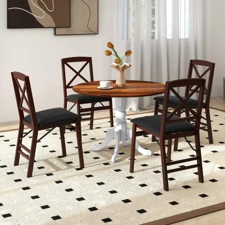 Solid Wood Round 40-inch Kitchen Dining Table with White Legs and Brown Top by HomePacific