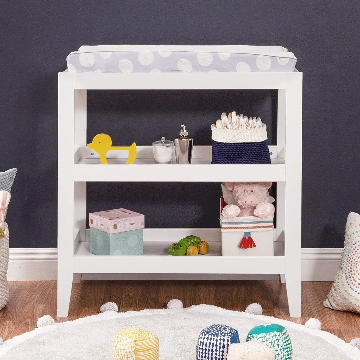 Modern White Baby Changing Table w/ 1-inch Waterproof Changing Pad by HomePacific