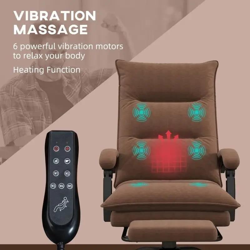 Double Padded Executive Massage Heated Office Chair Brown by HomePacific