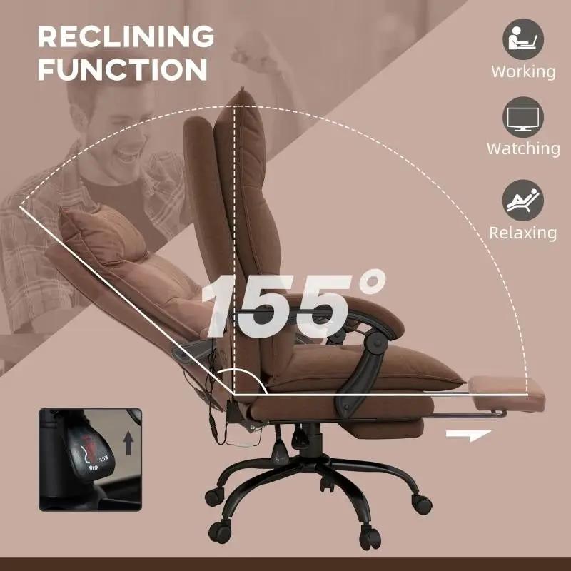 Double Padded Executive Massage Heated Office Chair Brown by HomePacific