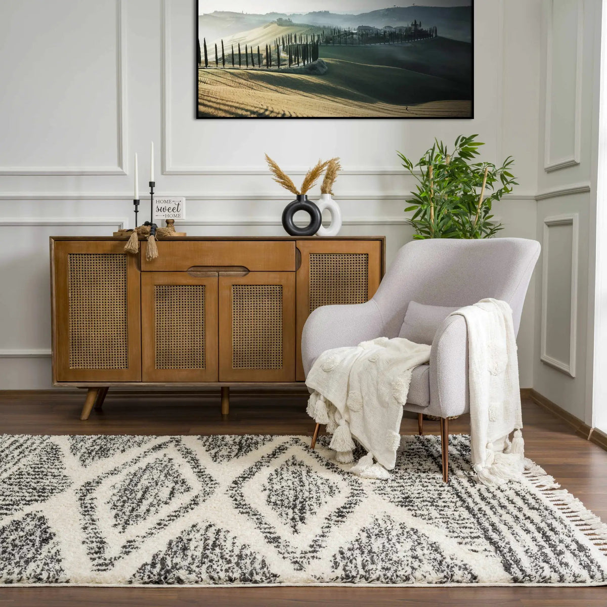 Fishhook Berber Shag Rug, installed in a room 4