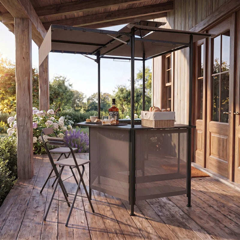 Grill Gazebo with Shelves, Hooks & Double Roof Canopy by DirectDeals