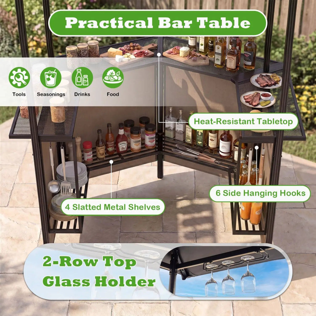 Grill Gazebo with Shelves, Hooks & Double Roof Canopy, photo 7 of 16