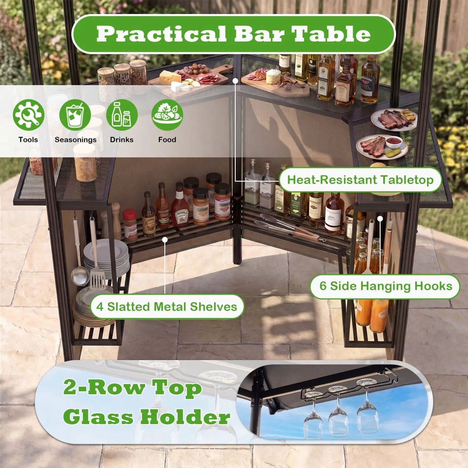 Grill Gazebo with Shelves, Hooks & Double Roof Canopy by DirectDeals