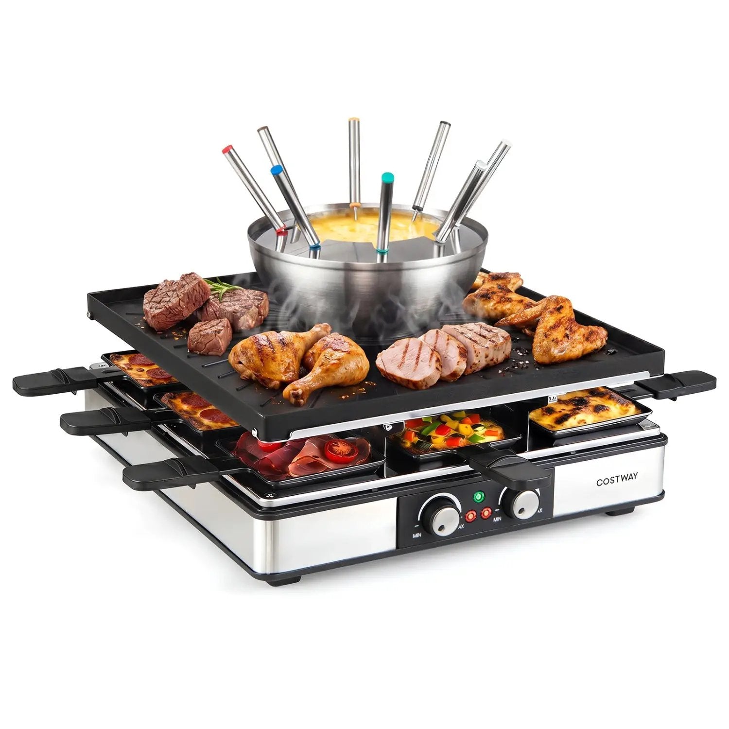 BBQ Grill with Fondue Pot Set for 8 People by DirectDeals