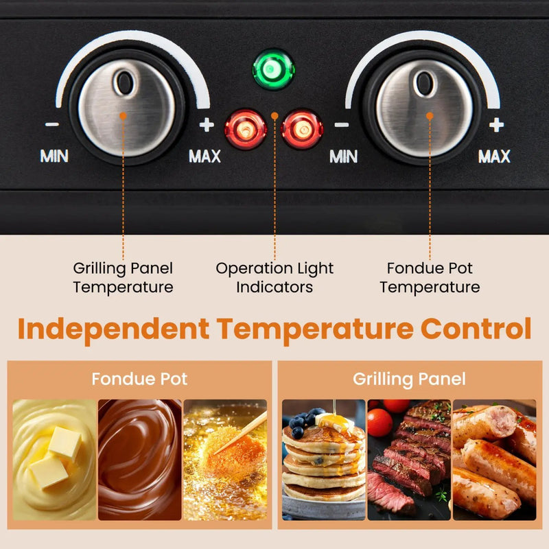 BBQ Grill with Fondue Pot Set for 8 People by DirectDeals