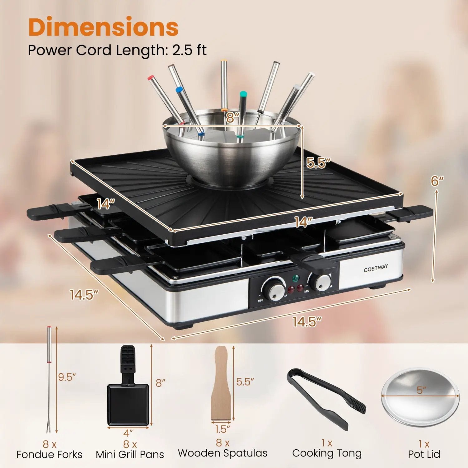 BBQ Grill with Fondue Pot Set for 8 People by DirectDeals
