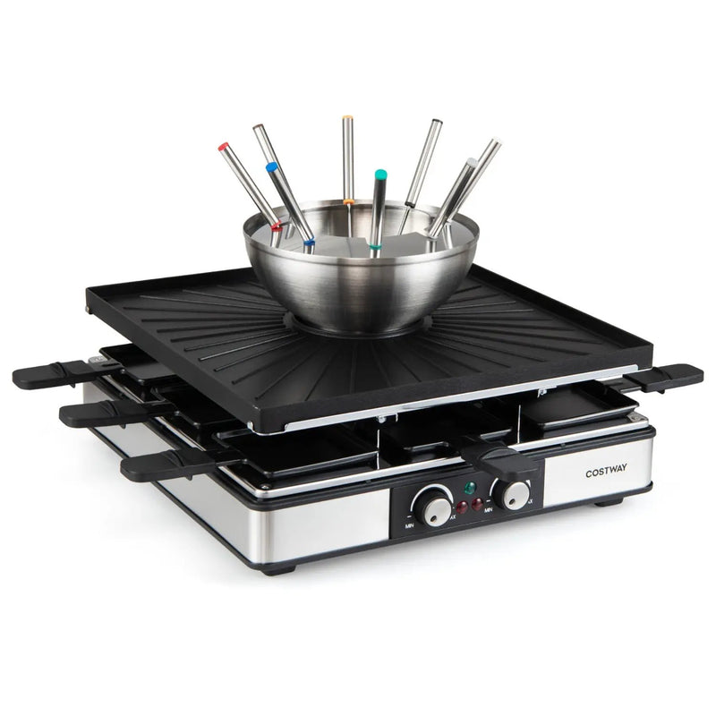 BBQ Grill with Fondue Pot Set for 8 People by DirectDeals