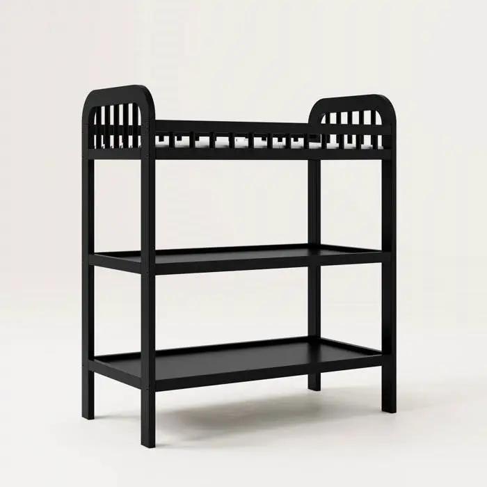 Baby Changing Table in Black Wood Finish with Safety Rail and Changing Pad by HomePacific