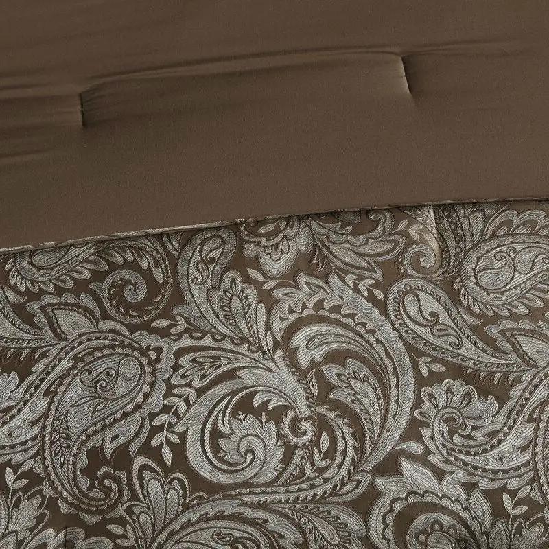 California King 12-piece Reversible Cotton Comforter Set in Brown and Blue by HomePacific