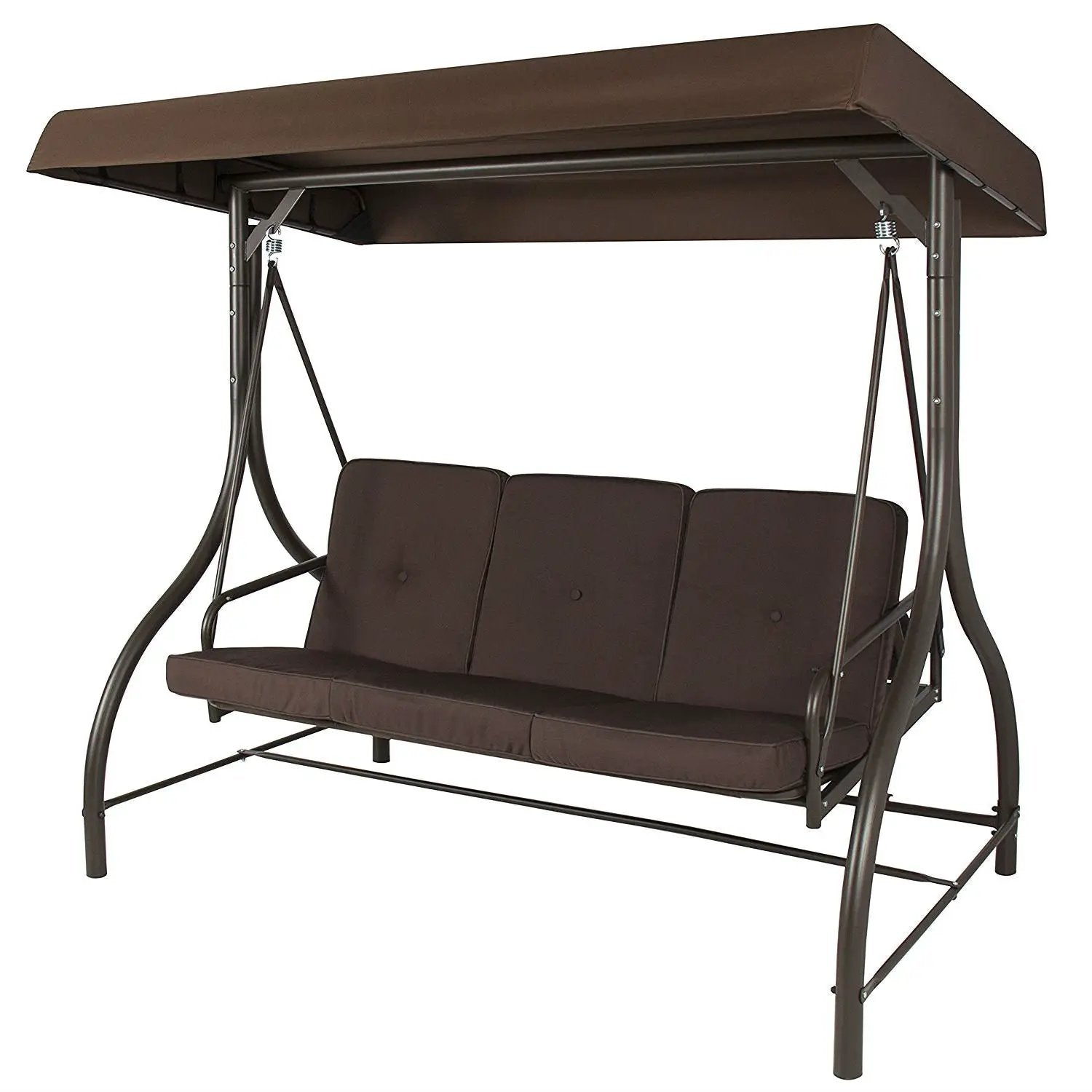 Brown 3-Person Outdoor Porch Swing with Canopy by HomePacific