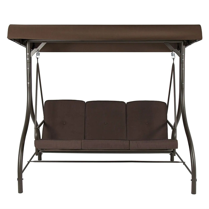 Brown 3-Person Outdoor Porch Swing with Canopy by HomePacific