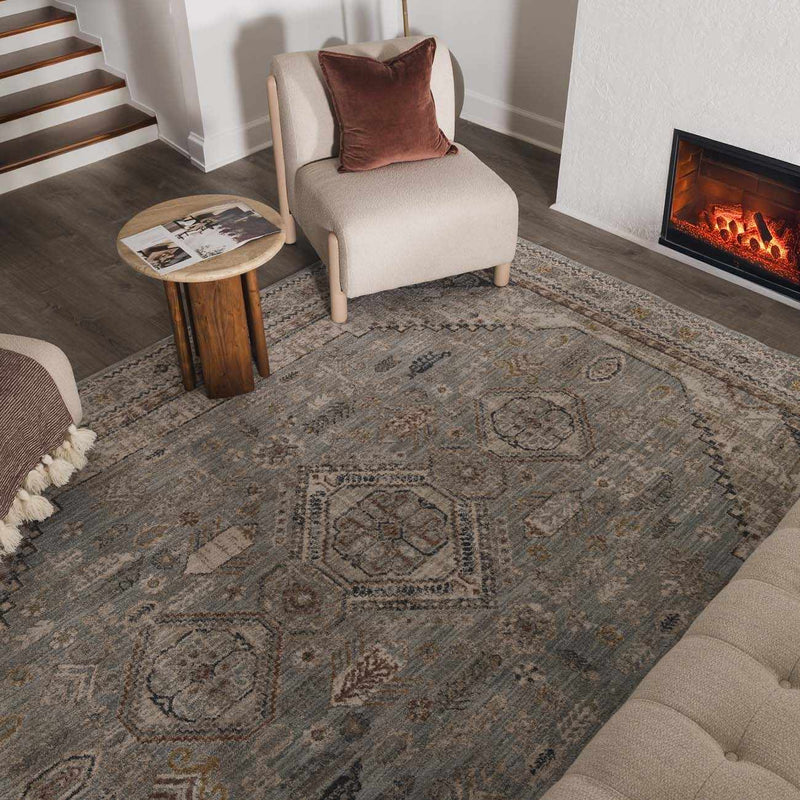 Kouta Gray Blue Area Rug by Boutique Rugs