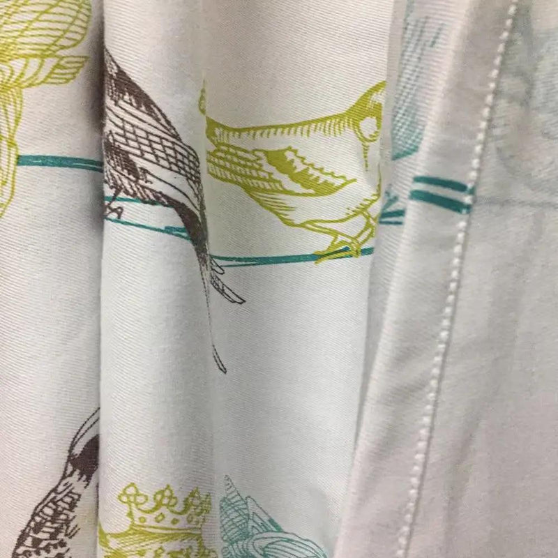 72-inch 100-Percent Cotton Fabric Shower Curtain with Teal Beige Black Birds by HomePacific