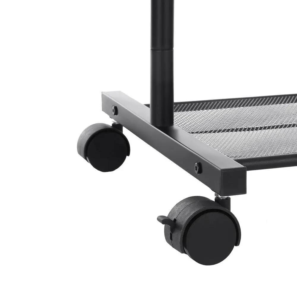 Simple Black Steel Tube Rolling Garment Clothes Rack with Bottom Mesh Shelf by HomePacific