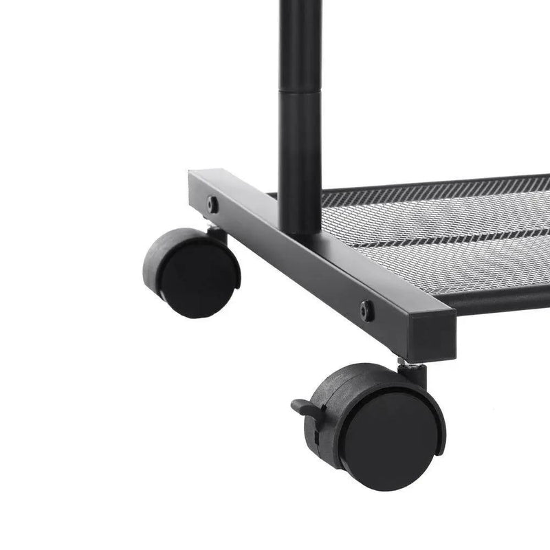 Simple Black Steel Tube Rolling Garment Clothes Rack with Bottom Mesh Shelf by HomePacific