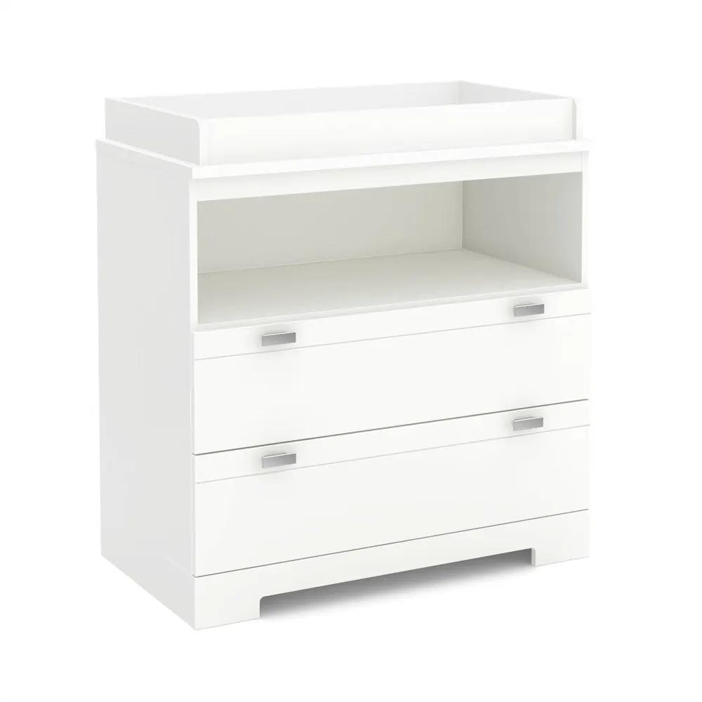 Modern Nursery 2 Drawer Storage Baby Changing Table in White by HomePacific