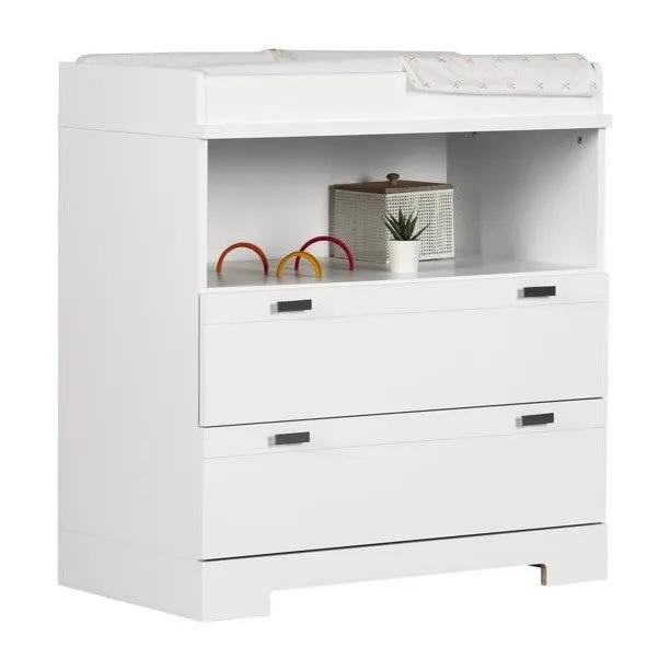Modern Nursery 2 Drawer Storage Baby Changing Table in White by HomePacific