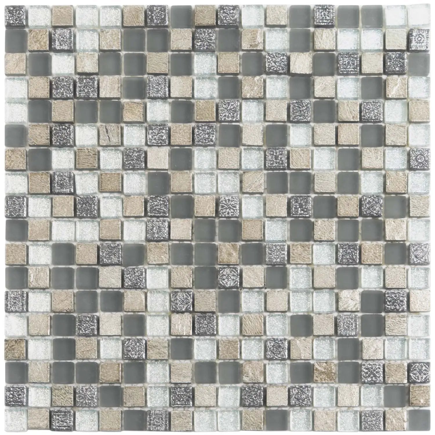 Blue Gray 12x12 Glossy Foiled Square Glass Resin Stone Mosaic Tile (5 pack, 4.75 sq ft/case) by Apollo Tile