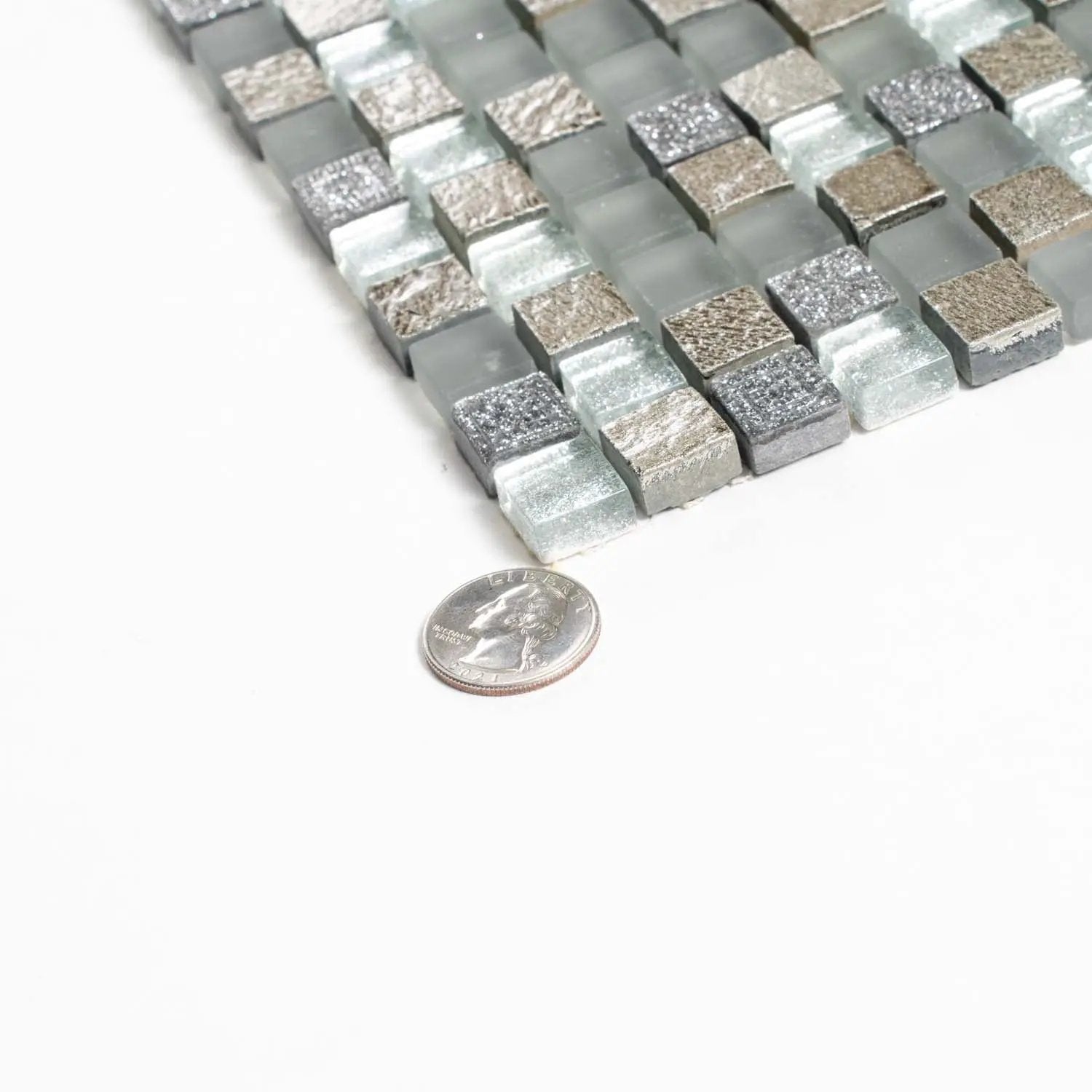 Blue Gray 12x12 Glossy Foiled Square Glass Resin Stone Mosaic Tile (5 pack, 4.75 sq ft/case) by Apollo Tile