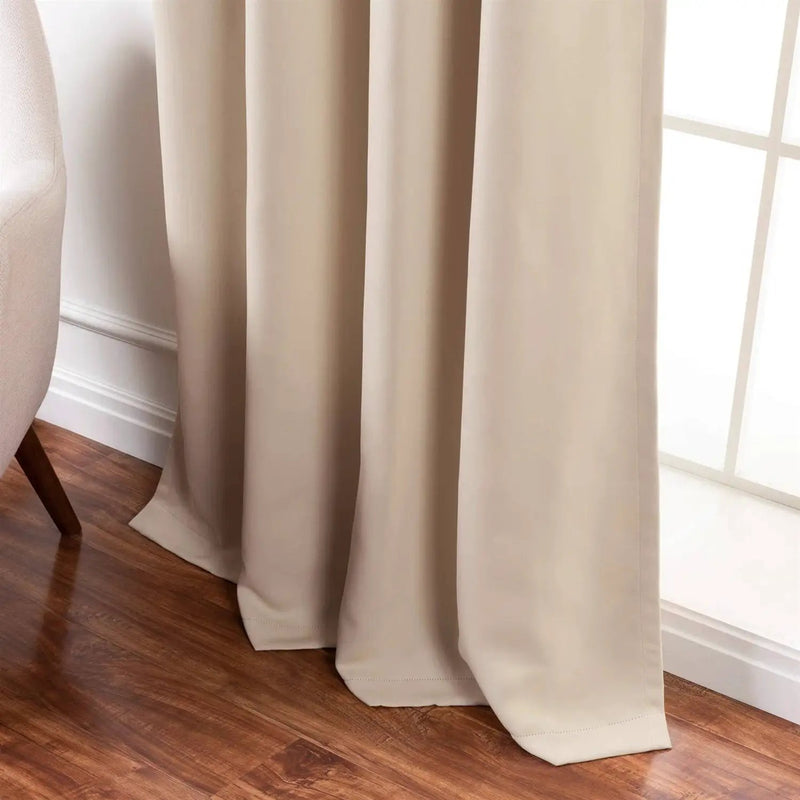 52 x 54 inch Solid Beige Cream Thermal Blackout Curtain Panels - Set of 2 by HomePacific