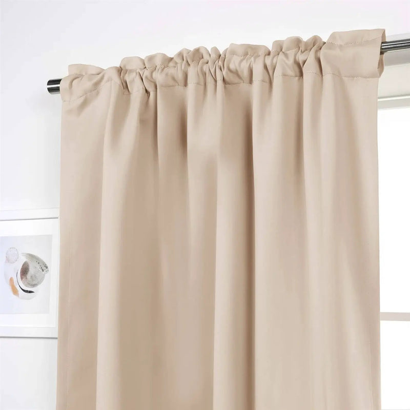 52 x 102 inch Solid Beige Cream Thermal Blackout Curtain Panels - Set of 2 by HomePacific