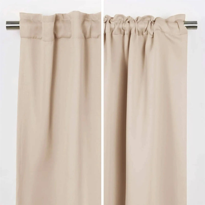 52 x 132 inch Solid Beige Cream Thermal Blackout Curtain Panels - Set of 2 by HomePacific