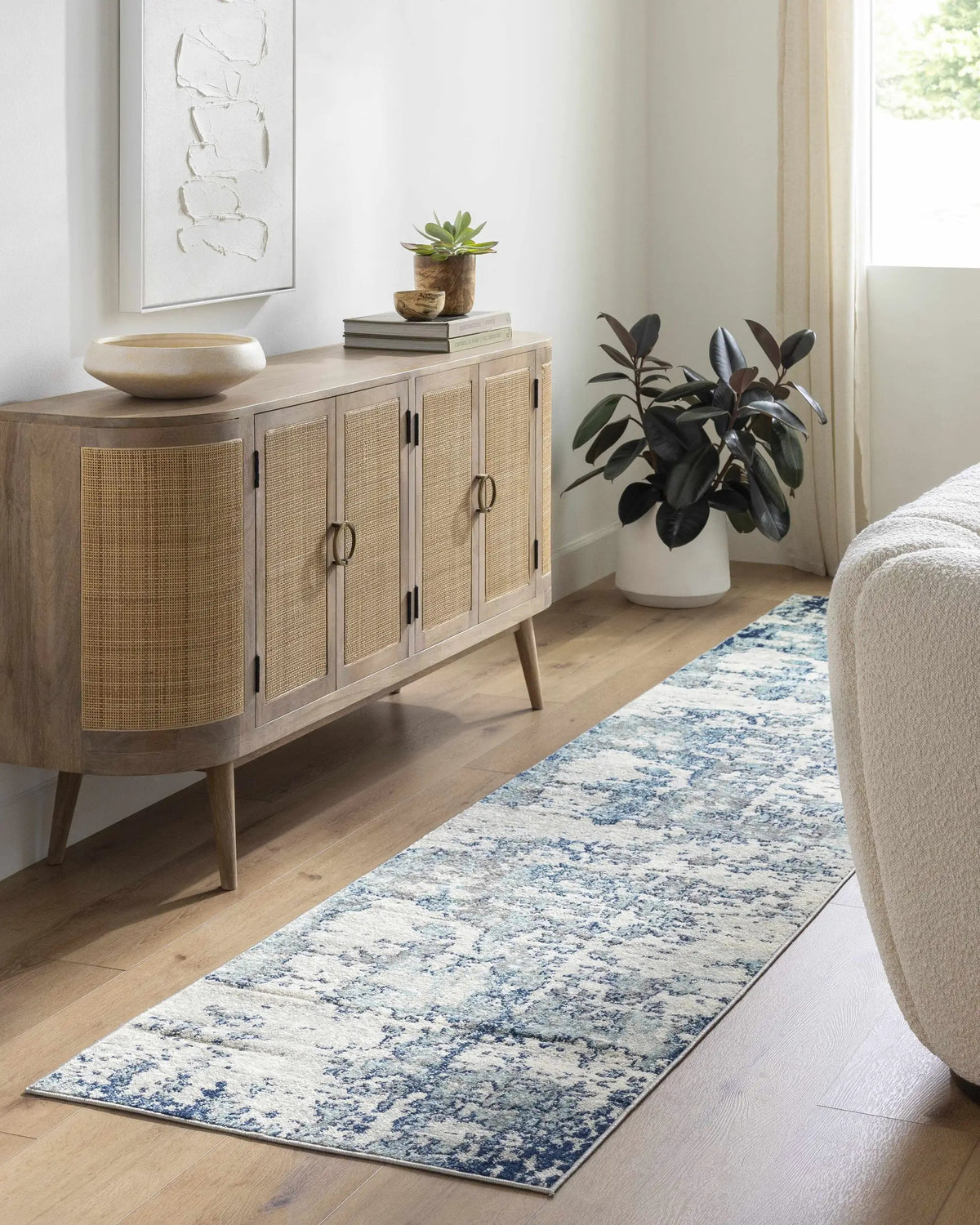 Beverly Abstract Blue Area Rug, installed in a room 8