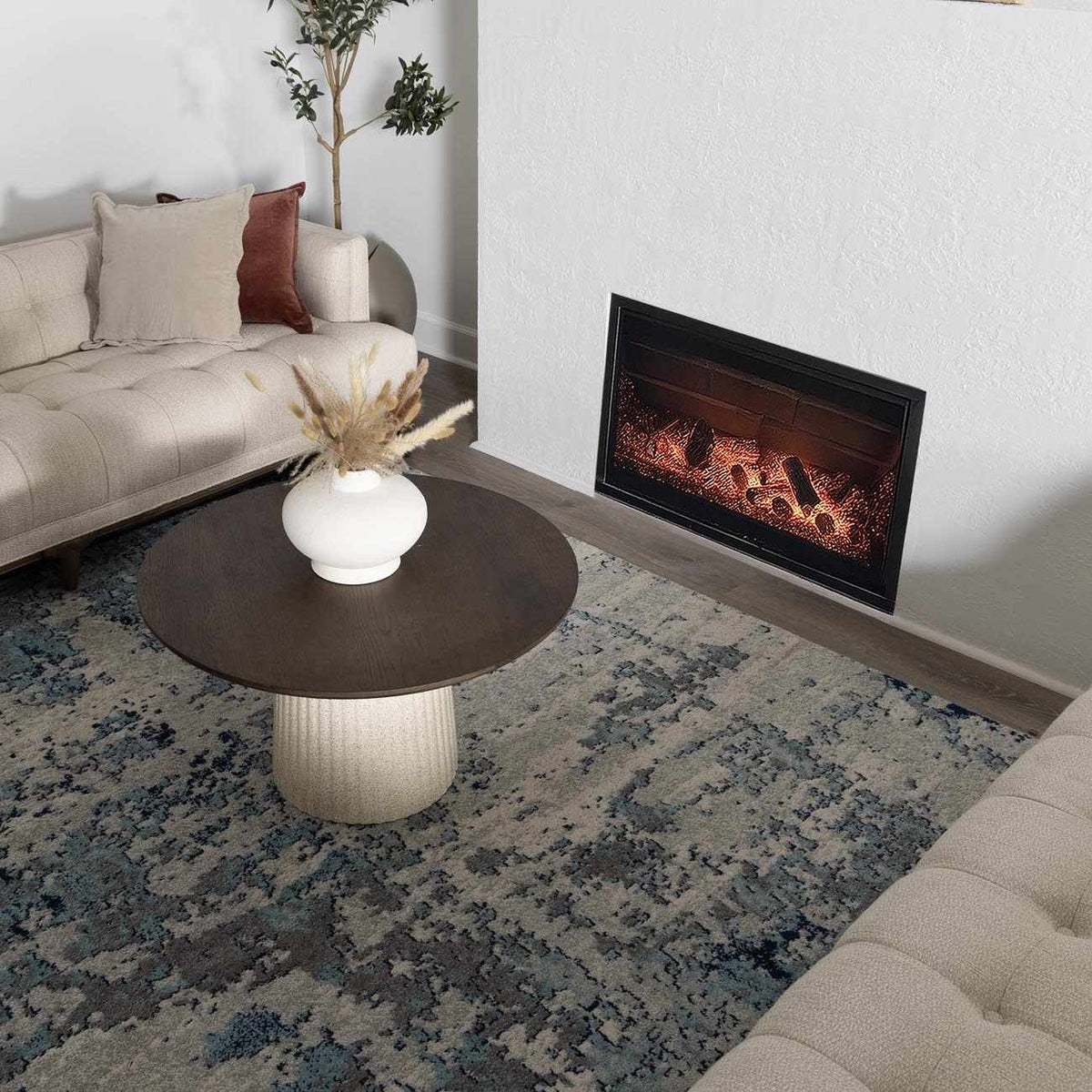 Beverly Abstract Blue Area Rug, installed in a room 11