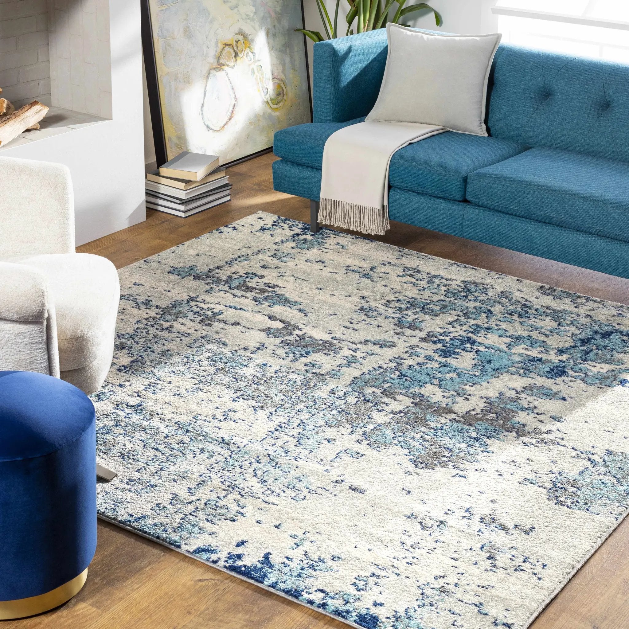 Beverly Abstract Blue Area Rug by Boutique Rugs