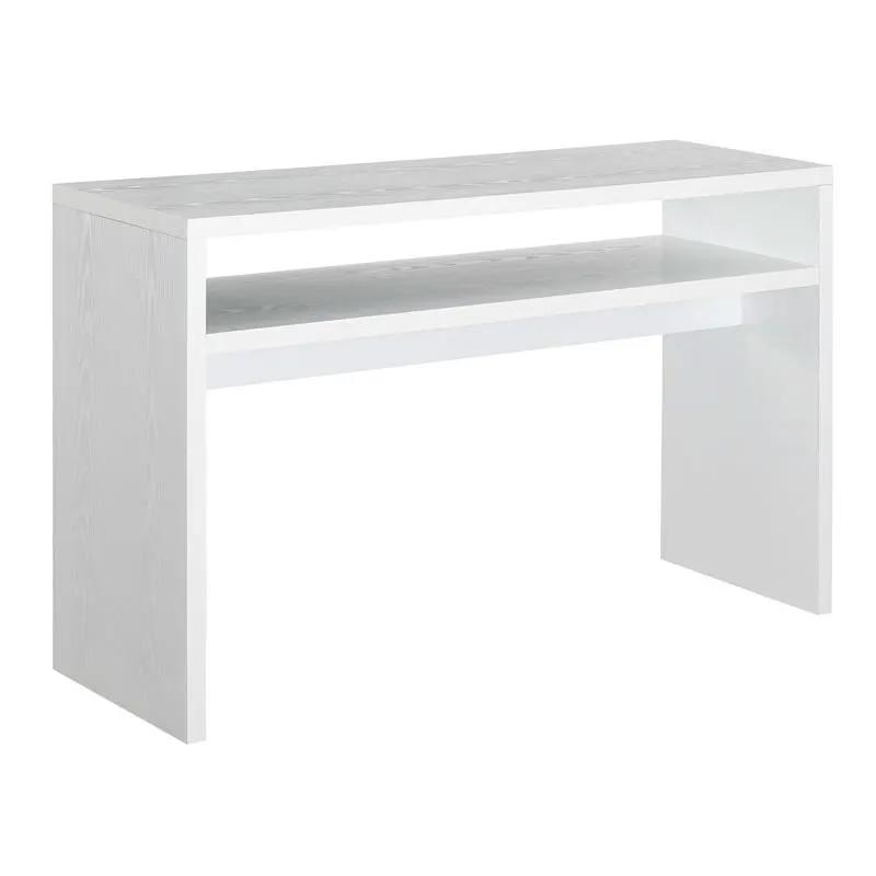 Modern FarmHome White Sofa Table Console Table with Bottom Shelf by HomePacific