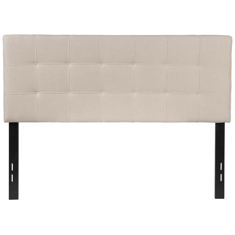 Full size Beige Taupe Fabric Box-Stitch Upholstered Headboard by HomePacific