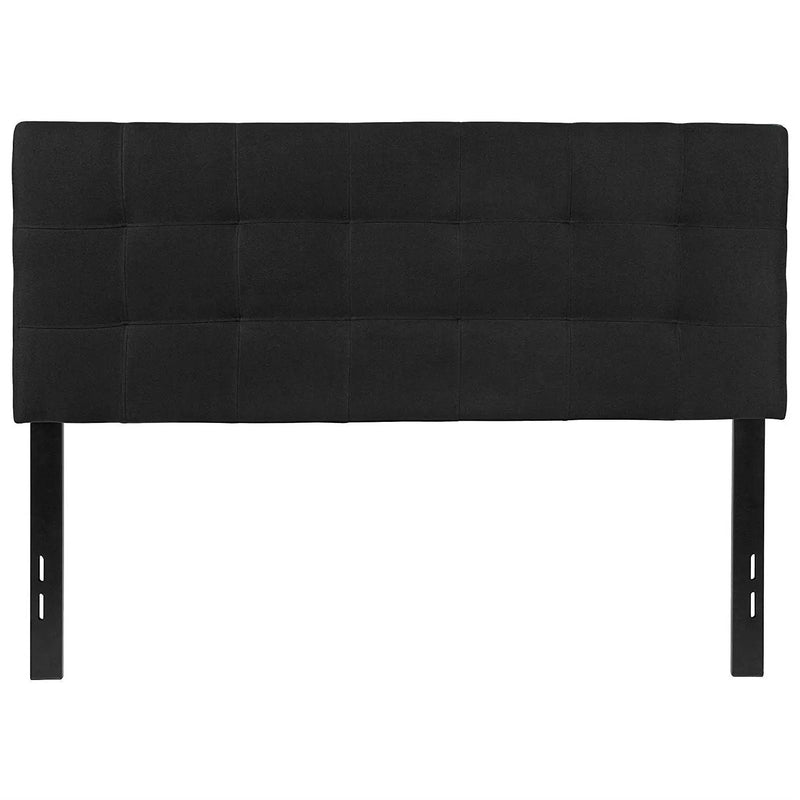 Full size Modern Box-Stitch Black Fabric Upholstered Headboard by HomePacific