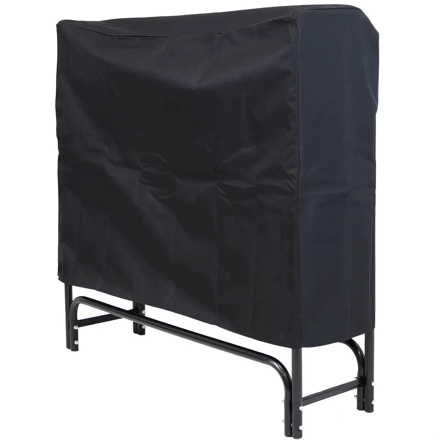 4-Ft Indoor Outdoor Black Metal Firewood Holder Log Rack with Cover by HomePacific