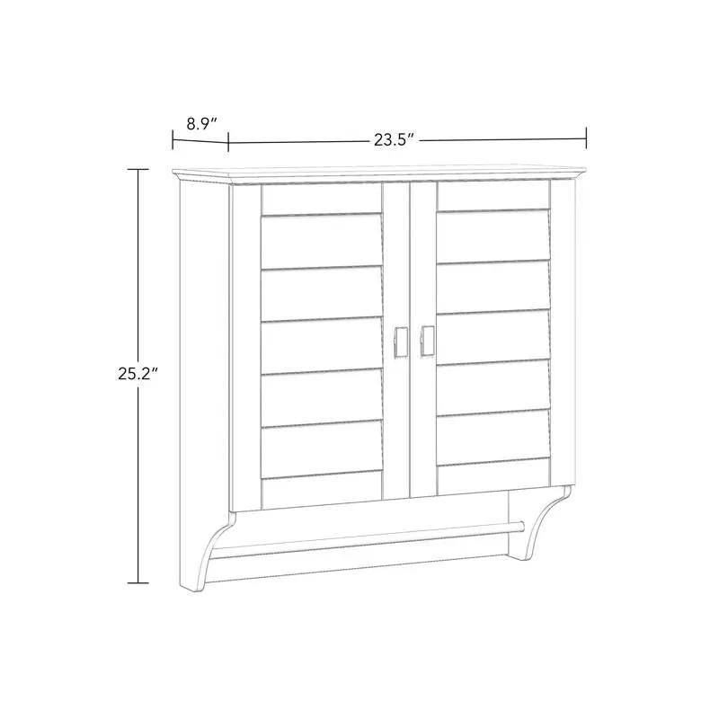 Wall Mounted Bathroom Medicine Cabinet with Louver Doors and Towel Bar in White by HomePacific