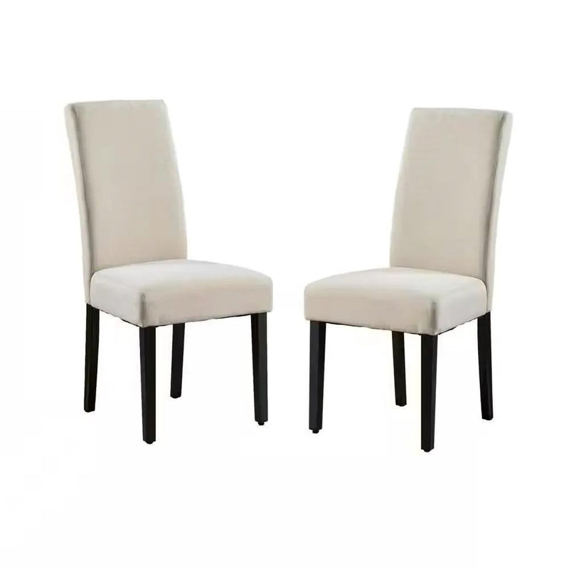 Set of 2 Modern Beige Cream Fabric Upholstered Dining Chair with Black Wood Legs by HomePacific