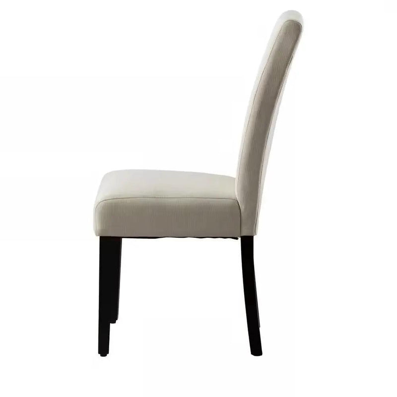 Set of 2 Modern Beige Cream Fabric Upholstered Dining Chair with Black Wood Legs by HomePacific