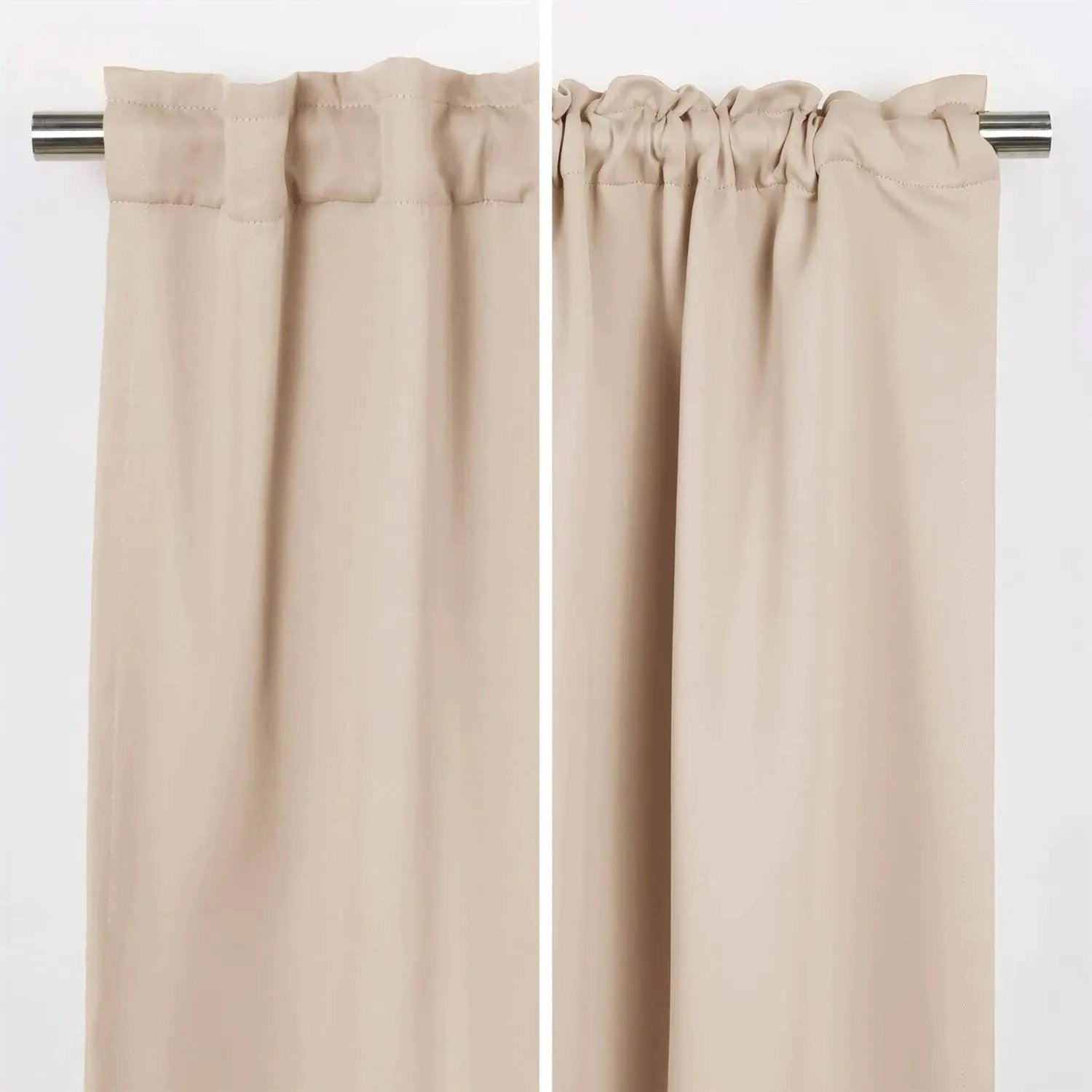 52 x 108 inch Solid Beige Cream Thermal Blackout Curtain Panels - Set of 2 by HomePacific