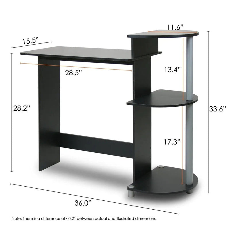 Contemporary Computer Desk in Black and Grey Finish by HomePacific