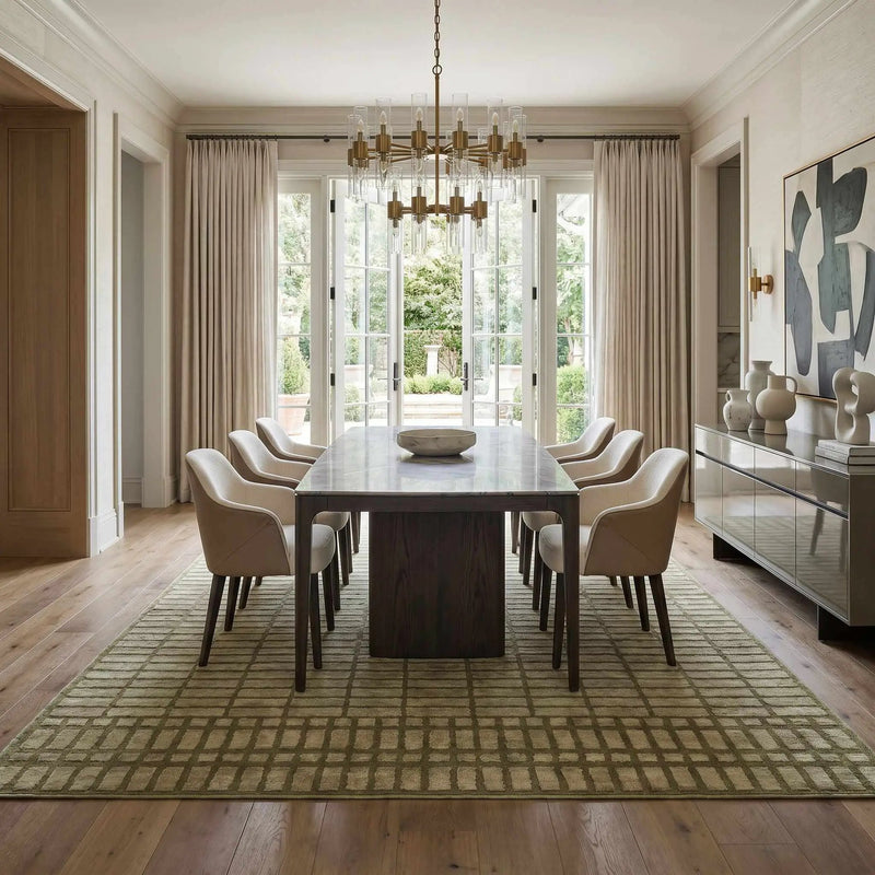 Gareth Olive Grid Area Rug by Boutique Rugs